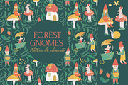 Forest cute gnomes patterns, a Pattern Graphic by watercolor kamill (Thumbnail 1 of 10)
