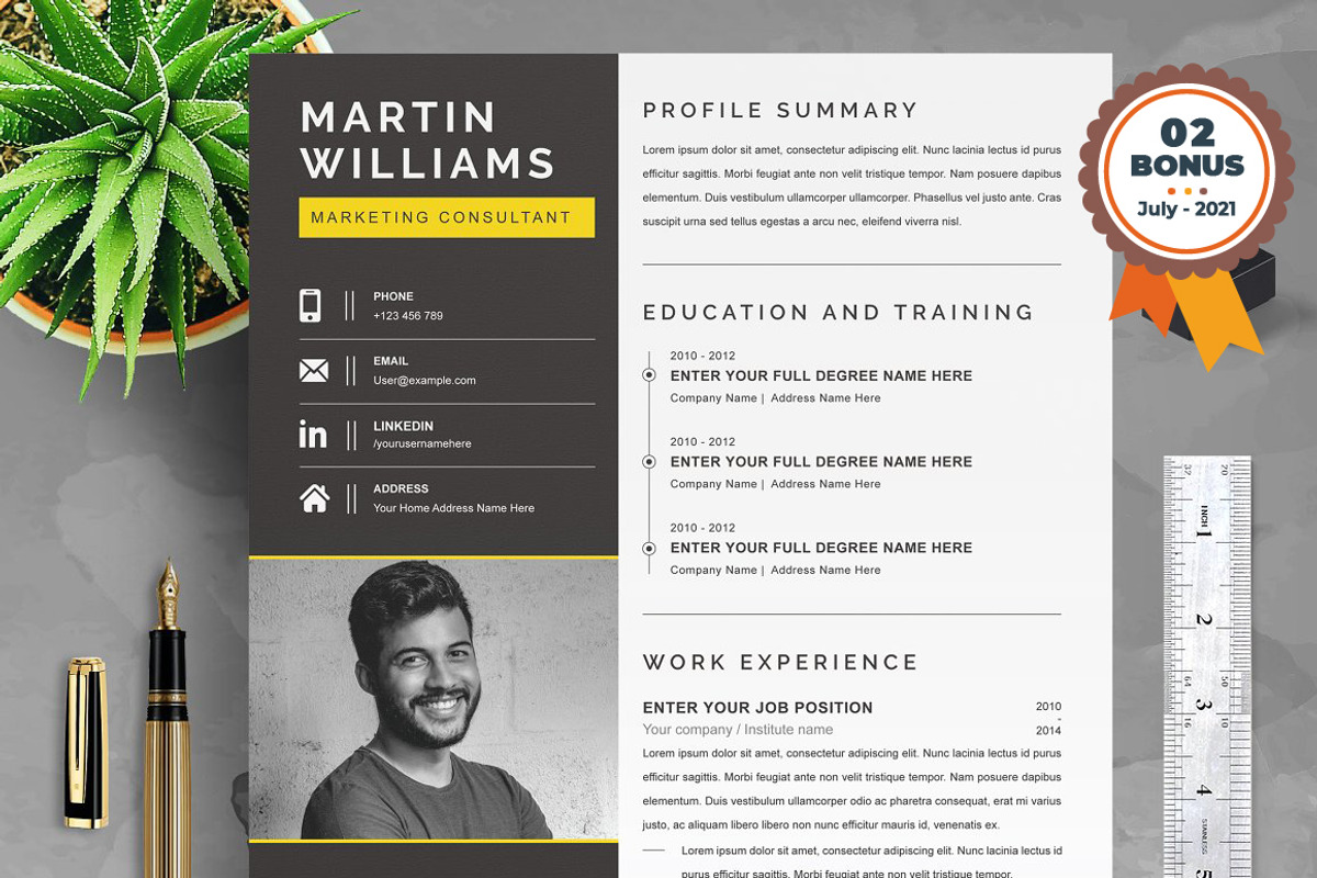 Resume/CV Bundle | 200+ for $29, a Resume Template by ResumeInventor (Photo 183 of 207)