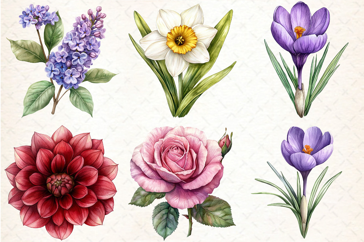 Flowers Watercolor Clipart Vol, an Illustration by DreamCafeArt (Photo 3 of 7)
