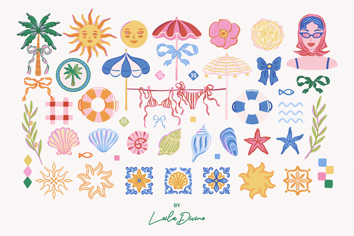 Bella Estate - Summer Hand Drawn Set, an Object Graphic by Leila Divine (Photo 6 of 19)