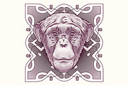 Engraving head of the monkey, an Animal Illustration by Krolone (Thumbnail 1 of 2)