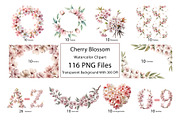 Cherry Blossom Watercolor Clipart, a Decorative Illustration by ForhadGFX (Thumbnail 2 of 13)