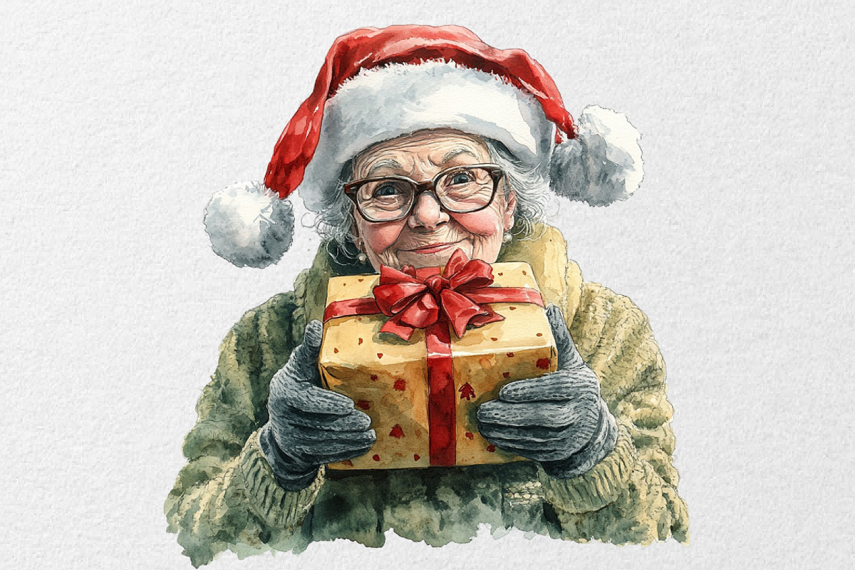 Funny Old Lady Christmas Sublimation, an Illustration by DreamCafeArt (Photo 5 of 5)