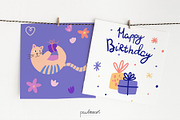 Funny cats – Birthday Clipart, an Object Graphic by PawLoveArt (Thumbnail 10 of 14)