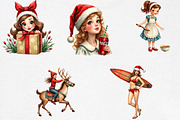 Vintage Christmas Pin Up Girl Clipar, an Illustration by CrexoraLab (Thumbnail 2 of 5)