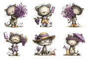 Whimsical summer cats clipart, an Illustration by SinaCreation (Thumbnail 2 of 8)