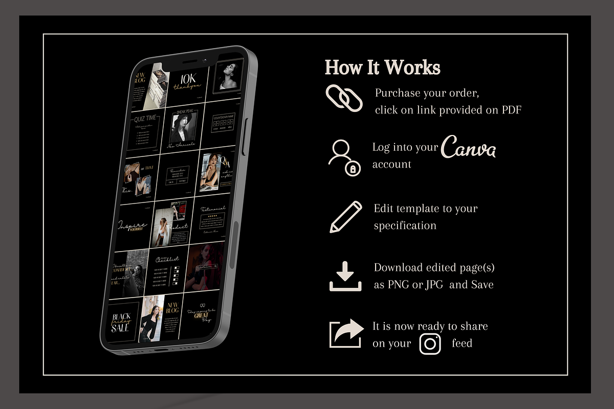 Luxe Dark Minimal Instagram Template, a Social Media Template by Faytemplates (Photo 8 of 10)