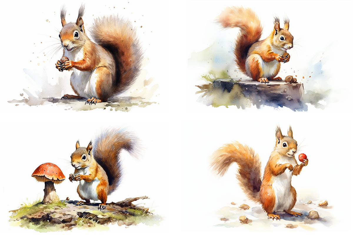 Squirrels Watercolor Collection, an Animal Illustration by artsy-fartsy (Photo 5 of 6)