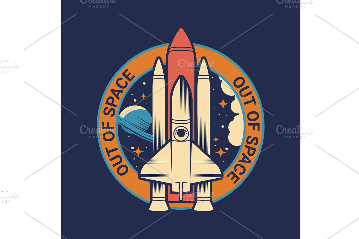 Spaceship lunch on space label or, an Illustration by Elegant Solution