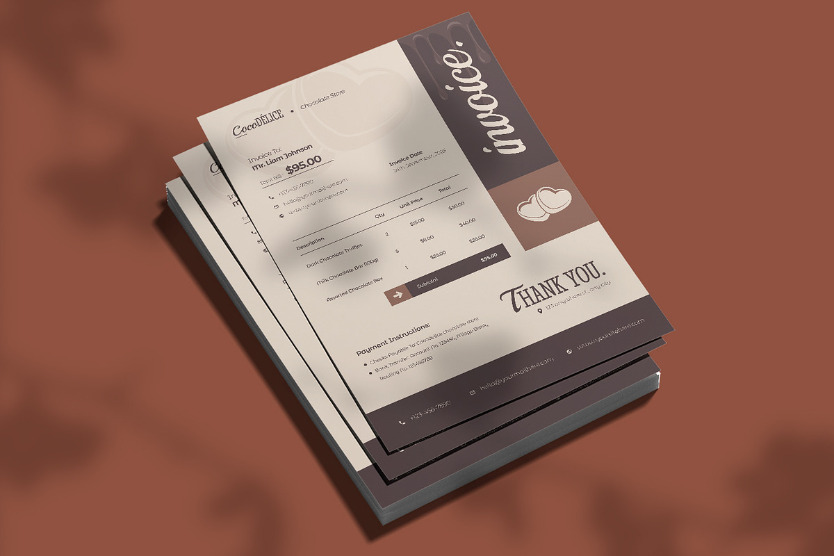 Delicious Choco - Invoice Template, a Stationery Template by VUNIRA