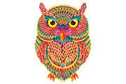 Hand-drawn colorful owl., an Animal Illustration by LisaKolbasa (Thumbnail 2 of 2)