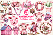 Pink Vintage Western Clipart, an Illustration by Dream Creation (Thumbnail 1 of 6)