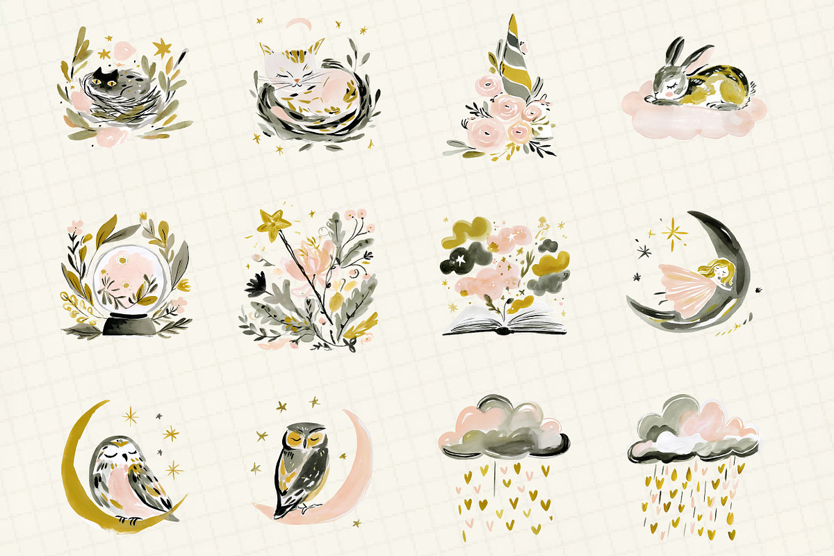 Dreamy Watercolor Clipart, an Illustration by DreamCafeArt (Photo 3 of 6)