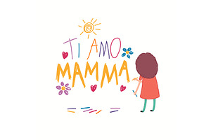 Mothers Day card with girl drawing, an Illustration by sceptical cactus
