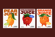 Cute funny fruits set + backgrounds, a Food Illustration by PaperTrident (Thumbnail 5 of 8)