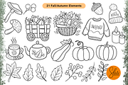 Cozy Fall Cliparts, Autumn - Lineart, an Object Graphic by shielscreations (Thumbnail 2 of 3)
