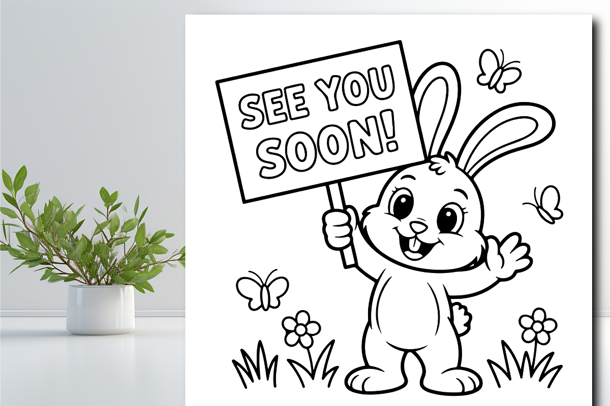 Happy Easter Bunny Coloring Book, an Animal Illustration by Design Zone (Photo 4 of 5)