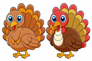 Colorful Cartoon Turkeys, an Animal Illustration by Imamul001