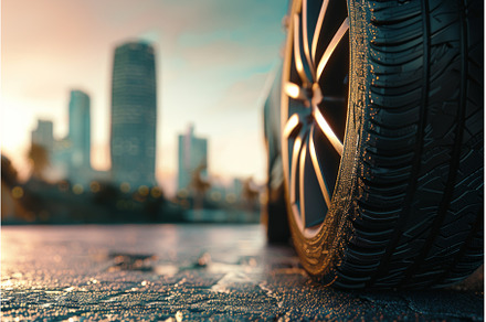 car tire standing upright, detailed, a Transportation Photo by Neirfy
