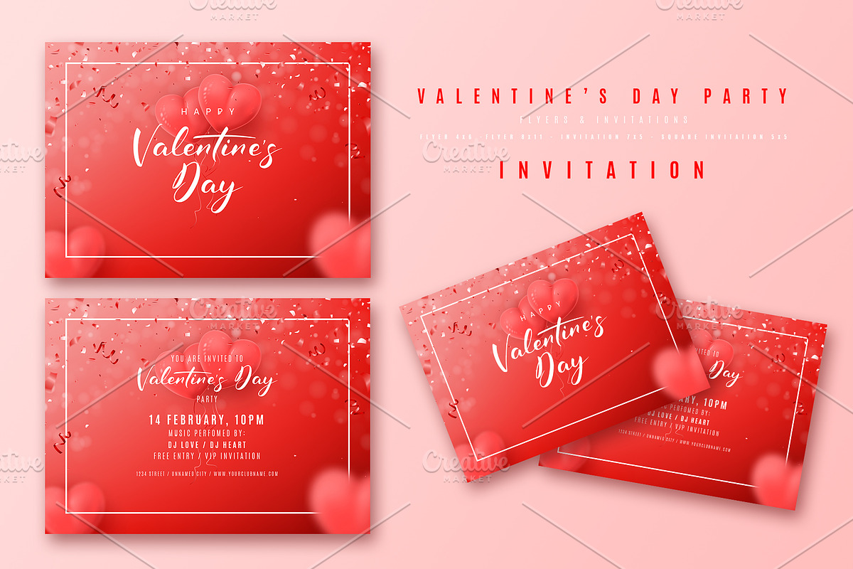 Valentine's Day Party Package, a Poster Template by Andrey Yaroslavtsev (Photo 4 of 6)