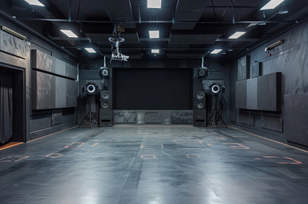 This black-walled studio features ad, a Photo by Tanuart