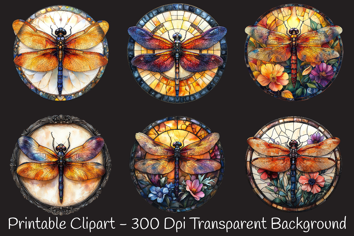 Dragonfly Stained Glass Clipart, an Illustration by RobertsArt (Photo 4 of 7)