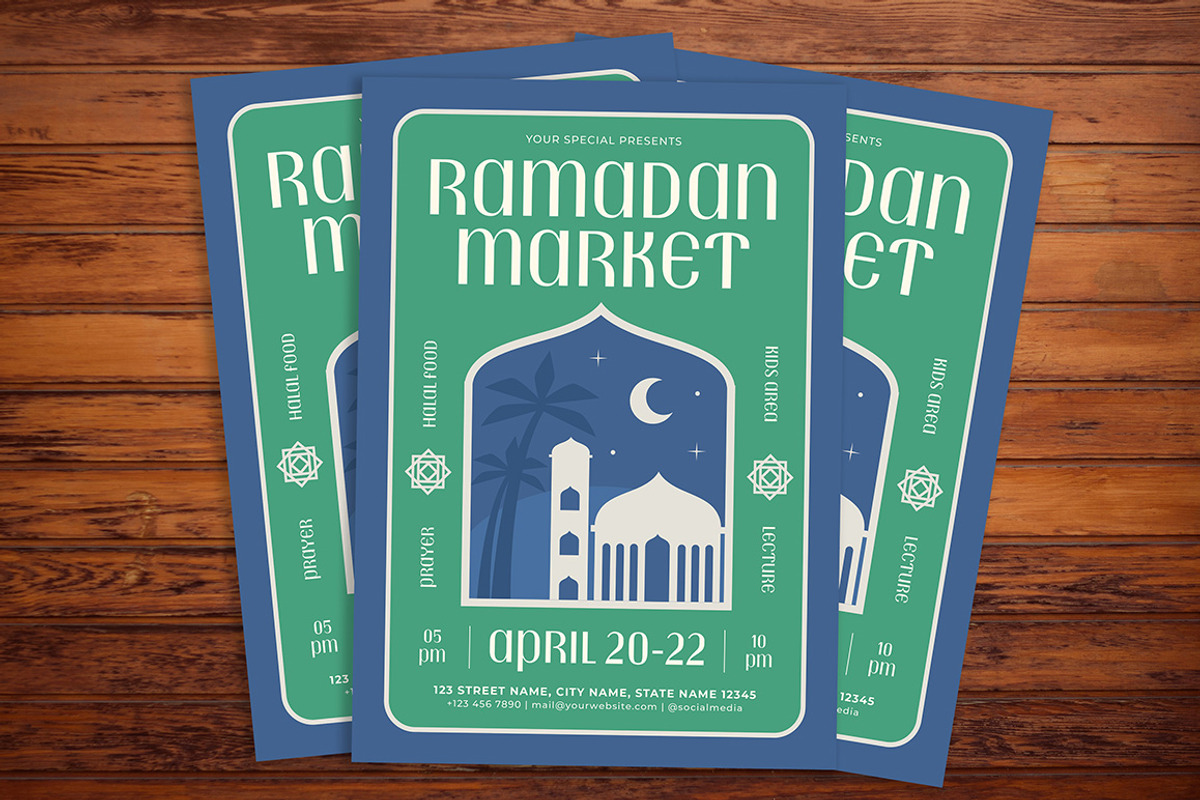 Minimalist Ramadan Market Flyer, a Flyer Template by Gumico Studio. (Photo 2 of 3)