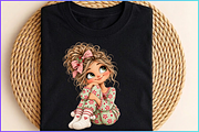 Christmas Pajama Girl Clipart Bundle, a Person Illustration by Ink Gallery (Thumbnail 10 of 13)