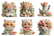 Whimsical Summer Cat Clipart, an Illustration by Libby Wishes (Thumbnail 2 of 4)