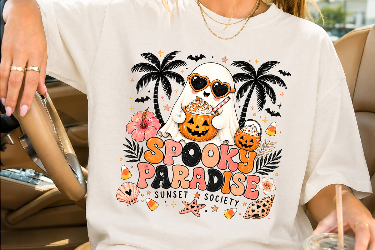 Cute Tropical Ghost Halloween PNG, a Seasonal Illustration by Creative Art (Photo 2 of 3)