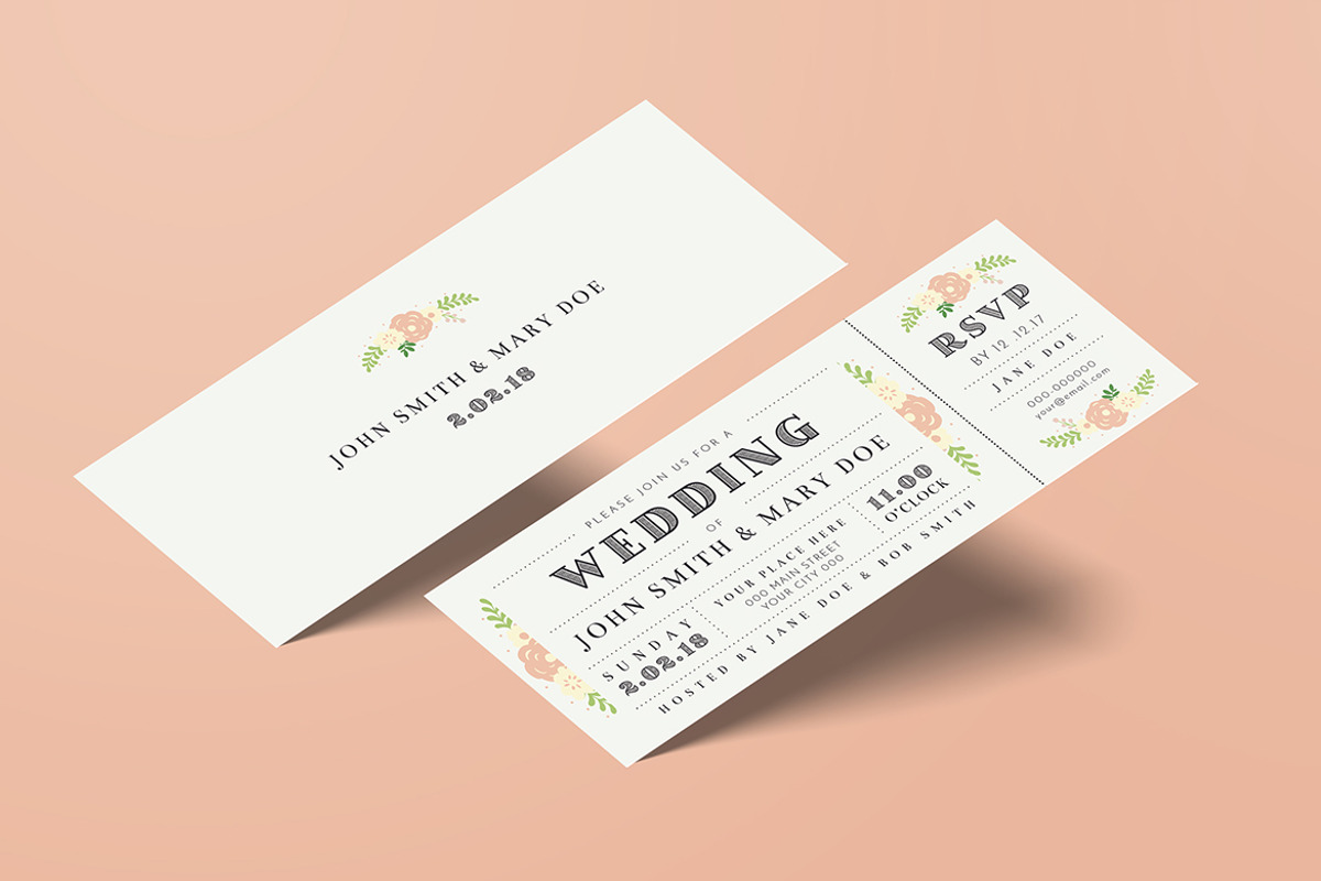 Wedding Invitation Ticket, an Invitation Template by Guuver (Photo 1 of 3)