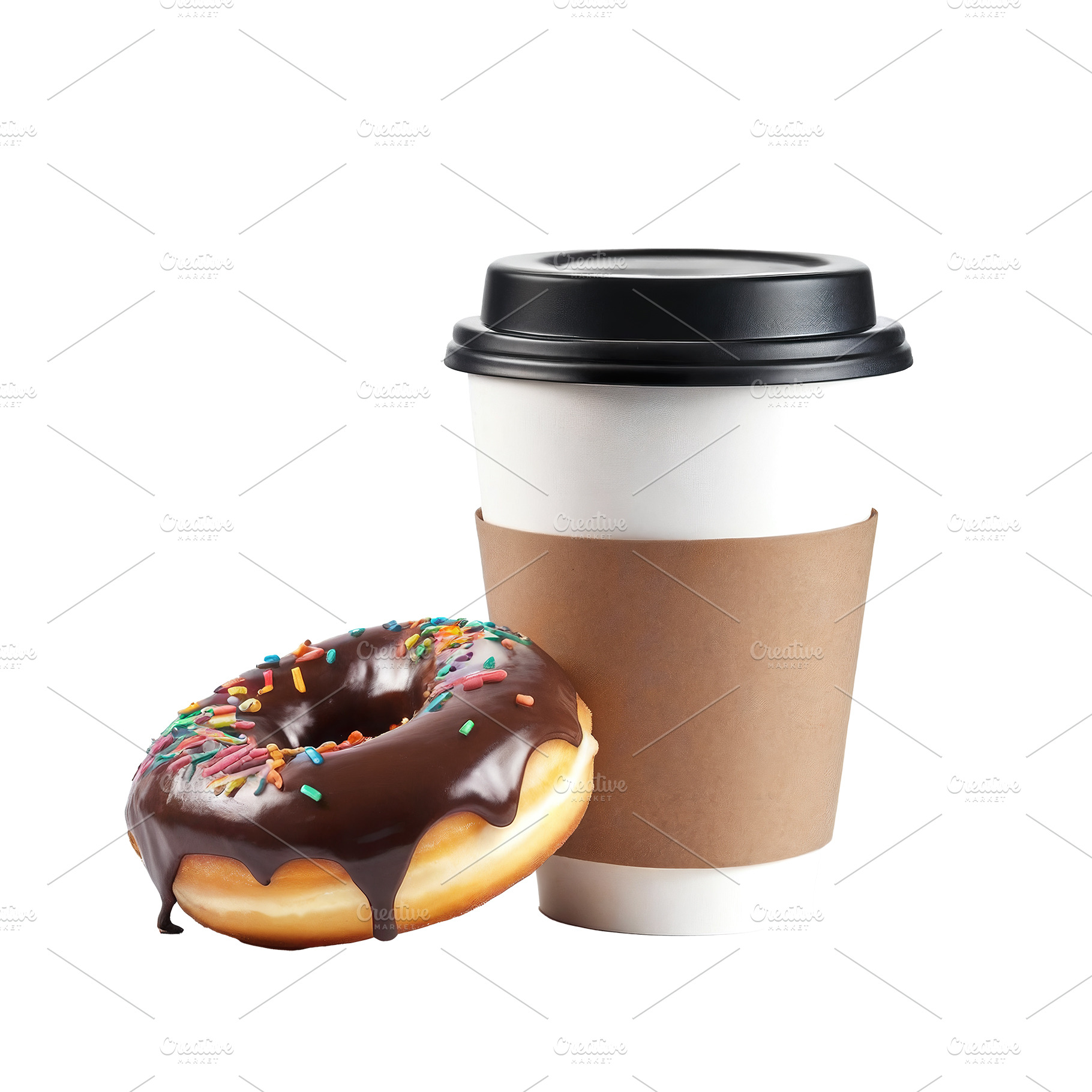 paper coffee cup and donut, a Food & Drink Photo by itakdalee