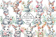 Watercolor Bunny Glitter Clipart, an Illustration by CraftArtStudio (Thumbnail 1 of 5)
