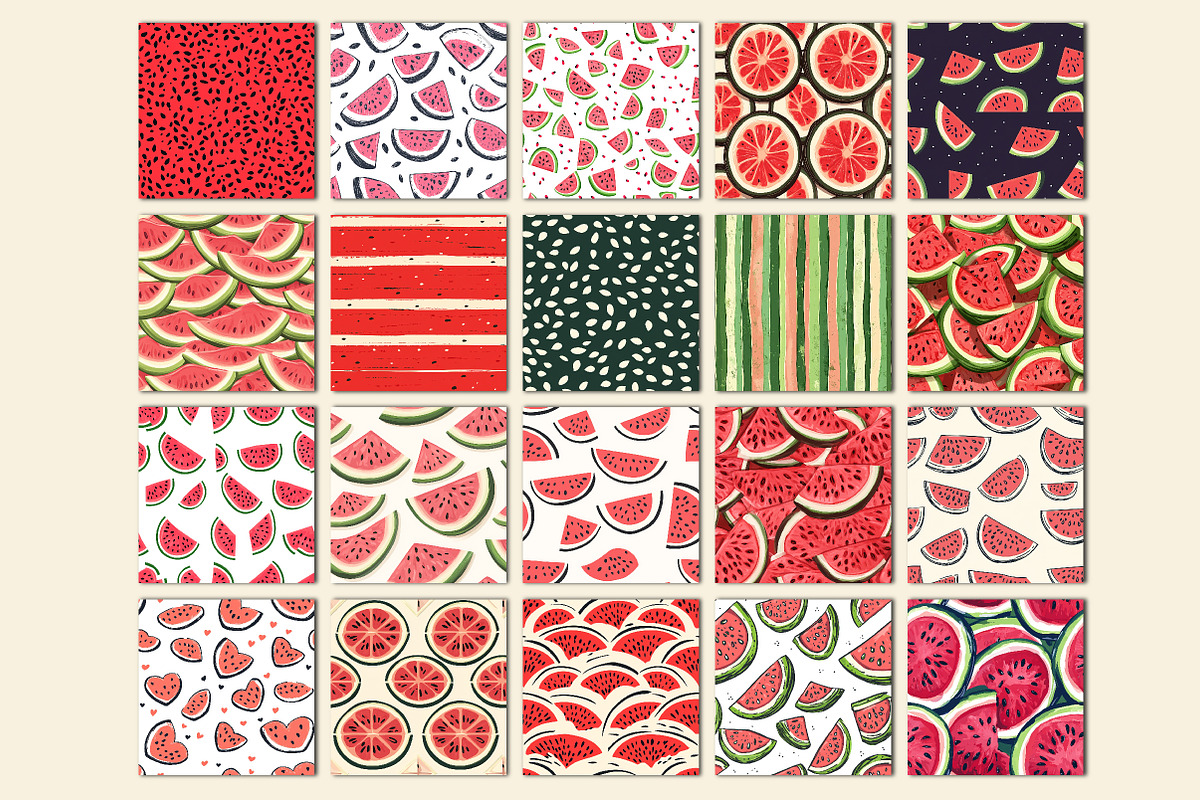 Watermelon Seamless Digital Paper, a Pattern Graphic by Libby Wishes (Photo 2 of 6)