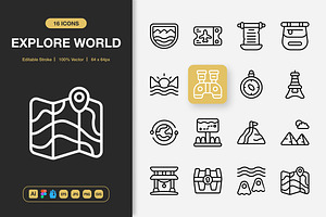 Explore World Icons, an Icon by Spacepixel Creative