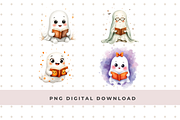Cute Ghosts Reading Books Set, an Illustration by Anca Digital Vibe (Thumbnail 3 of 6)