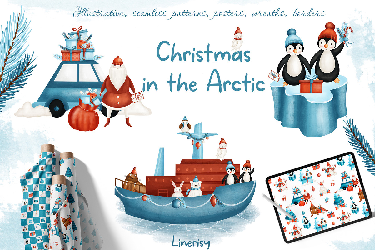 Christmas Arctic - kids collections, an Animal Illustration by Linerisyart (Photo 1 of 19)