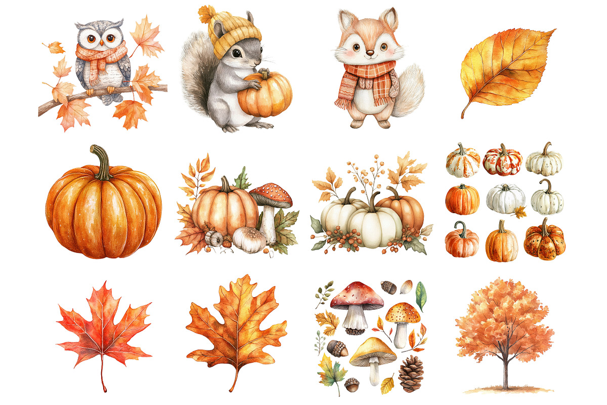 Fall Animals Clipart, a Seasonal Illustration by CitraGraphics (Photo 2 of 4)