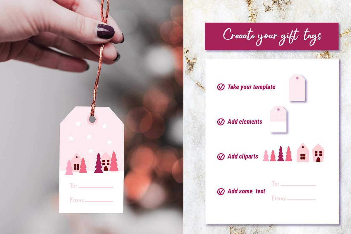 Pink Christmas Clipart & Patterns, a Decorative Illustration by AvaAva (Photo 10 of 25)
