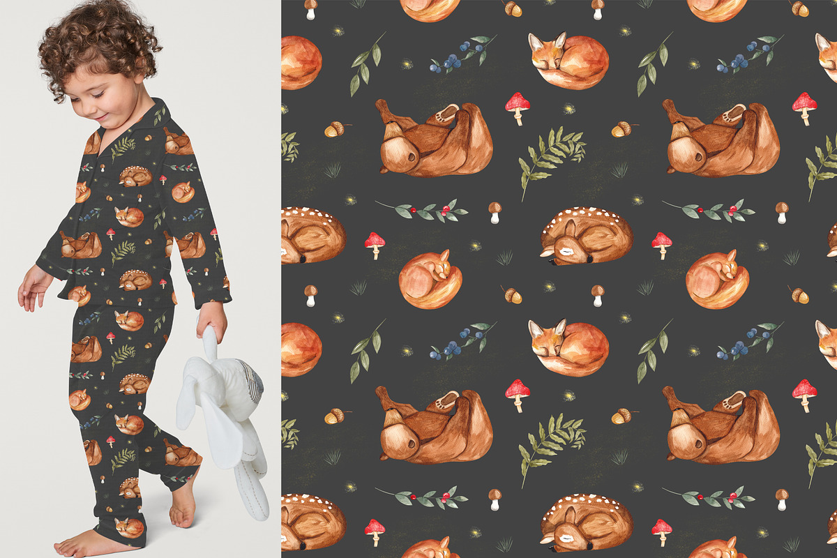 Sleeping FOREST. Watercolor animals, an Animal Illustration by Ooh Lily (Photo 5 of 18)