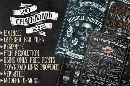Twenty Editable Chalkboard Designs!
