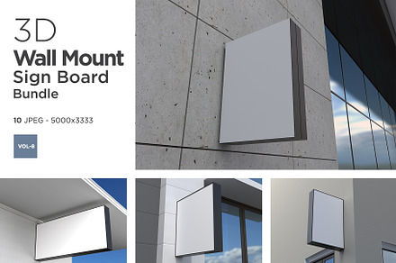 Wallmount Signboard Mockup Set Vol-8, an Architecture Photo by shahsoft