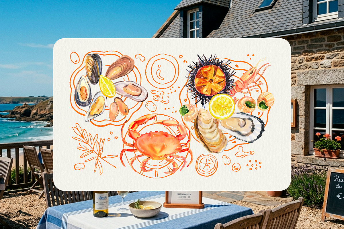 La Mer Mediterranean Seafood Graphic, a Food Illustration by Volha Studio (Photo 9 of 15)