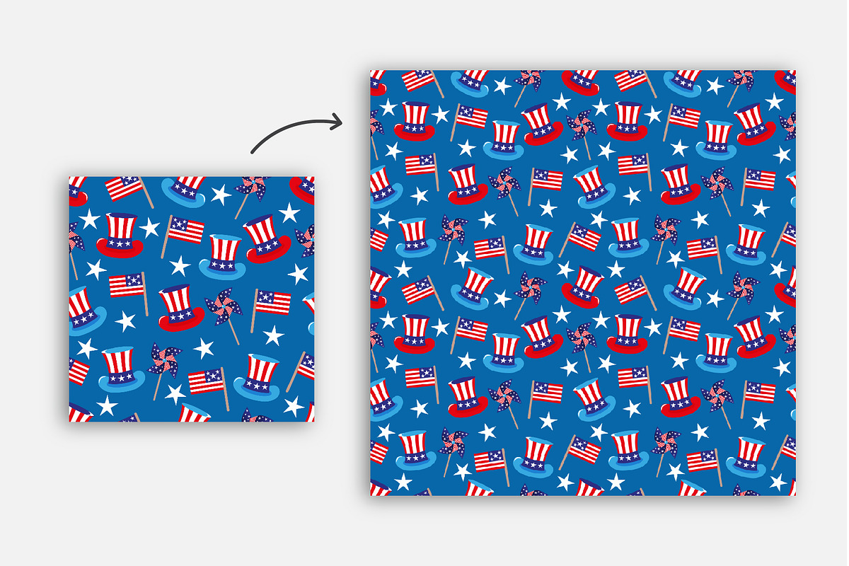 Seamless American Party Patterns, a Pattern Graphic by Iryna Denysova (Photo 3 of 13)