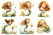 Summer Cute Mermaid Clipart, a Seasonal Illustration by Daily.Designs (Thumbnail 4 of 5)