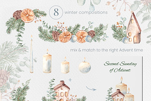 Christmas Advent Watercolor Cliparts