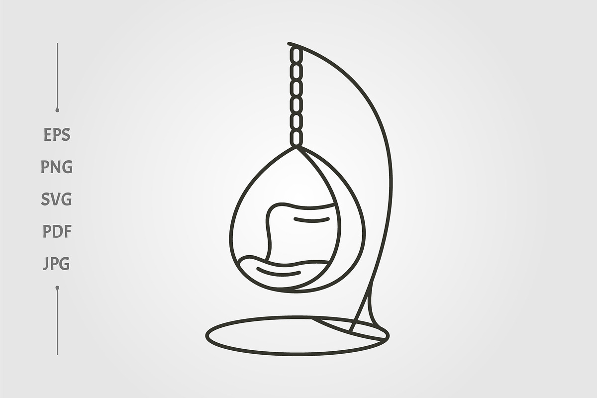 swing chair hang line art, a Branding & Logo Template by lawoel