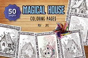 House Coloring Pages Set 50 Pages, an Object Illustration by Blue Digital Studio (Thumbnail 1 of 4)