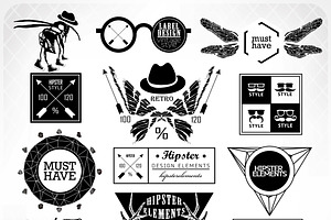 Hipster Label, Icon, Elements Set 2