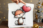 Whimsical Valentine Fox Clipart, an Illustration by OK Design (Thumbnail 6 of 6)